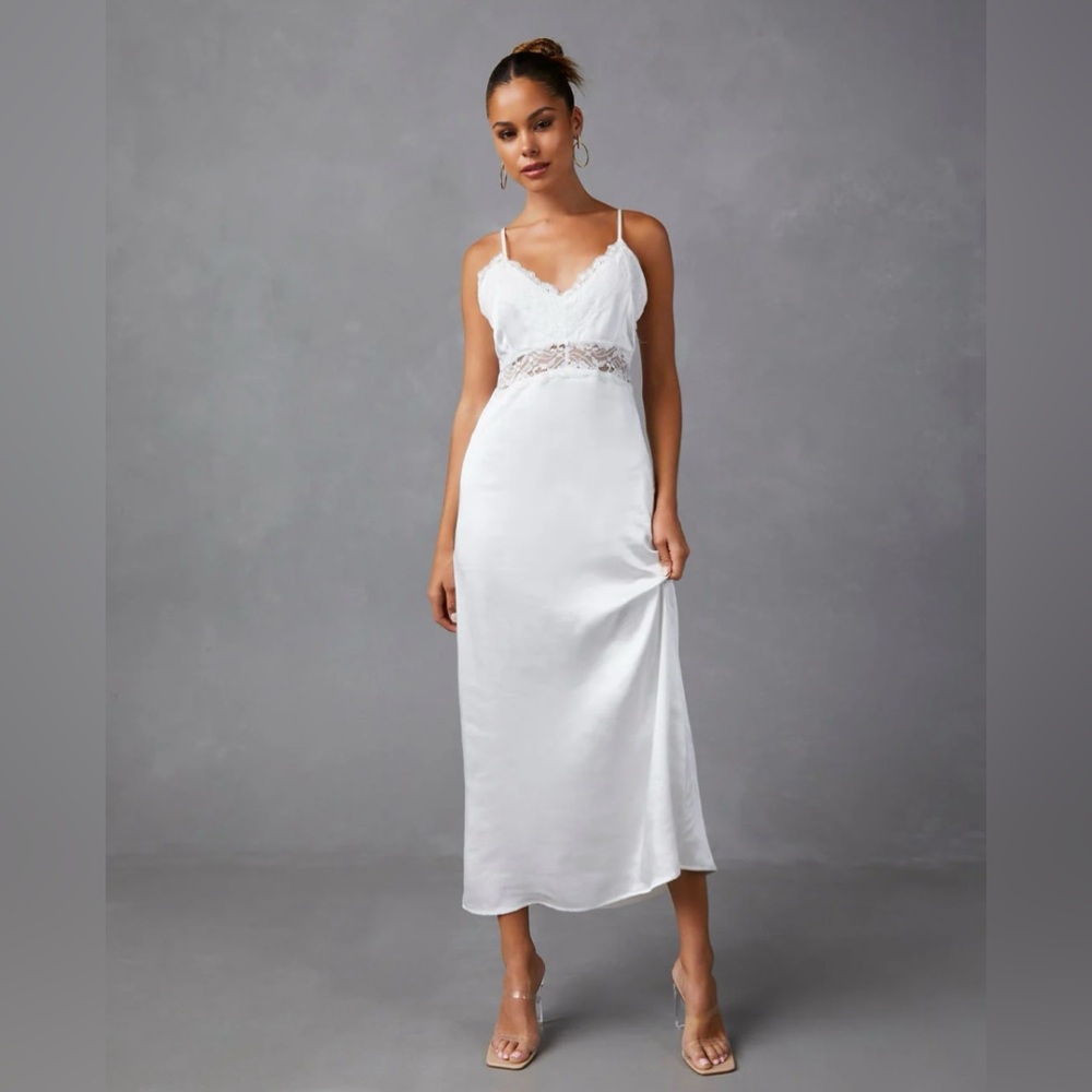 Therese Satin Lace Midi Dress